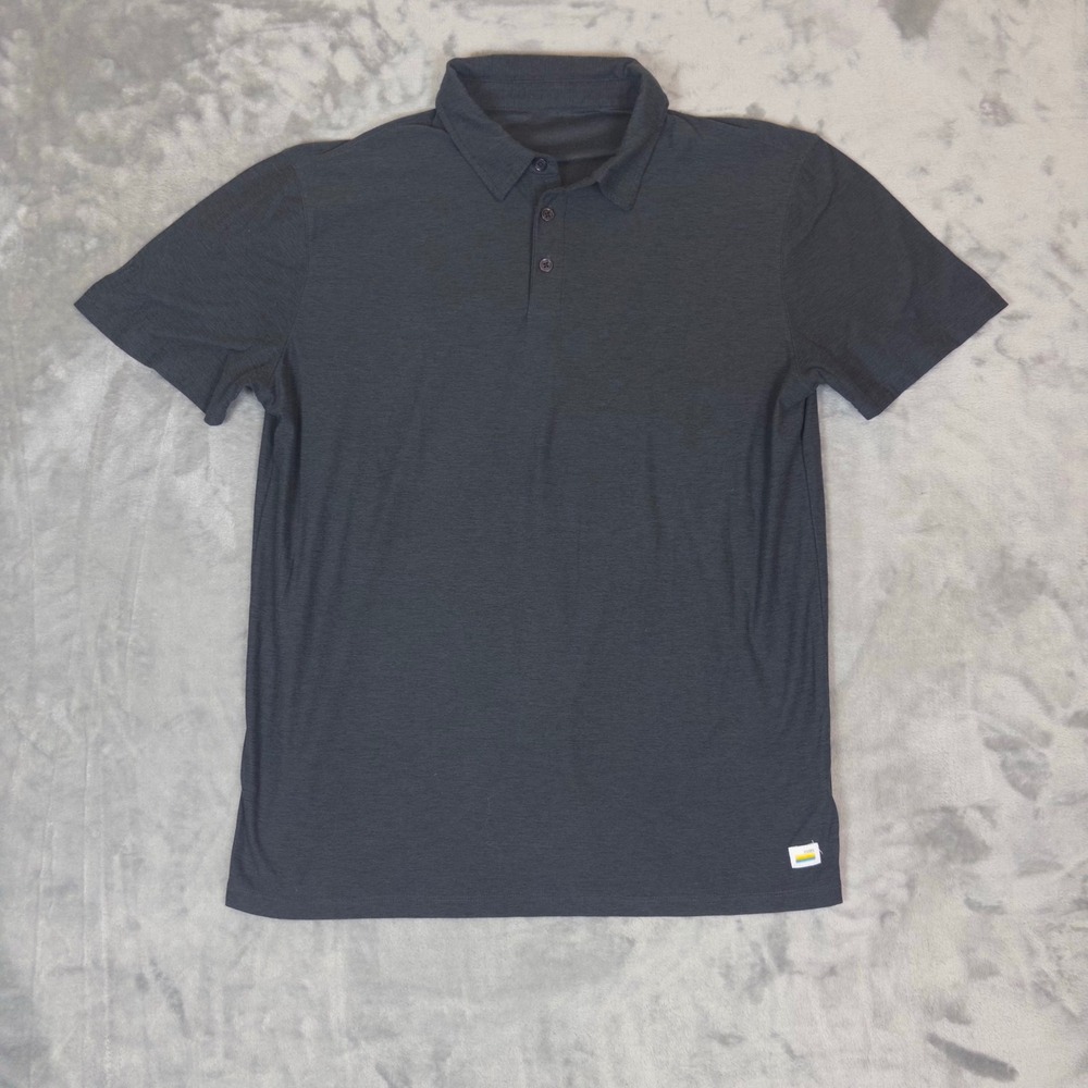 Vuori Strato Tech Polo Mens Medium Charcoal Heather Grey Short Sleeve V188 Shirt